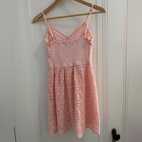 Abercrombie & Fitch Pink Floral Lace Fit Flare Spaghetti Strap Mini Dress Sz S - Picture 4 of 9